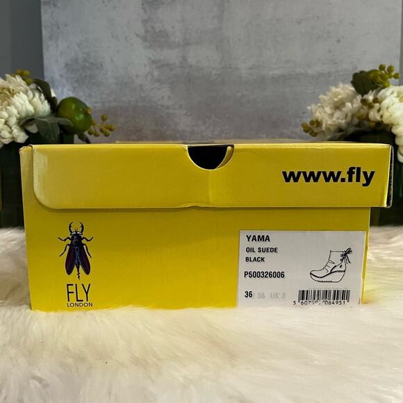 NEW Fly London Suede Oiled Wedge Platform Ankle Boot Yama Funky Edge Bla… - Picture 12 of 14
